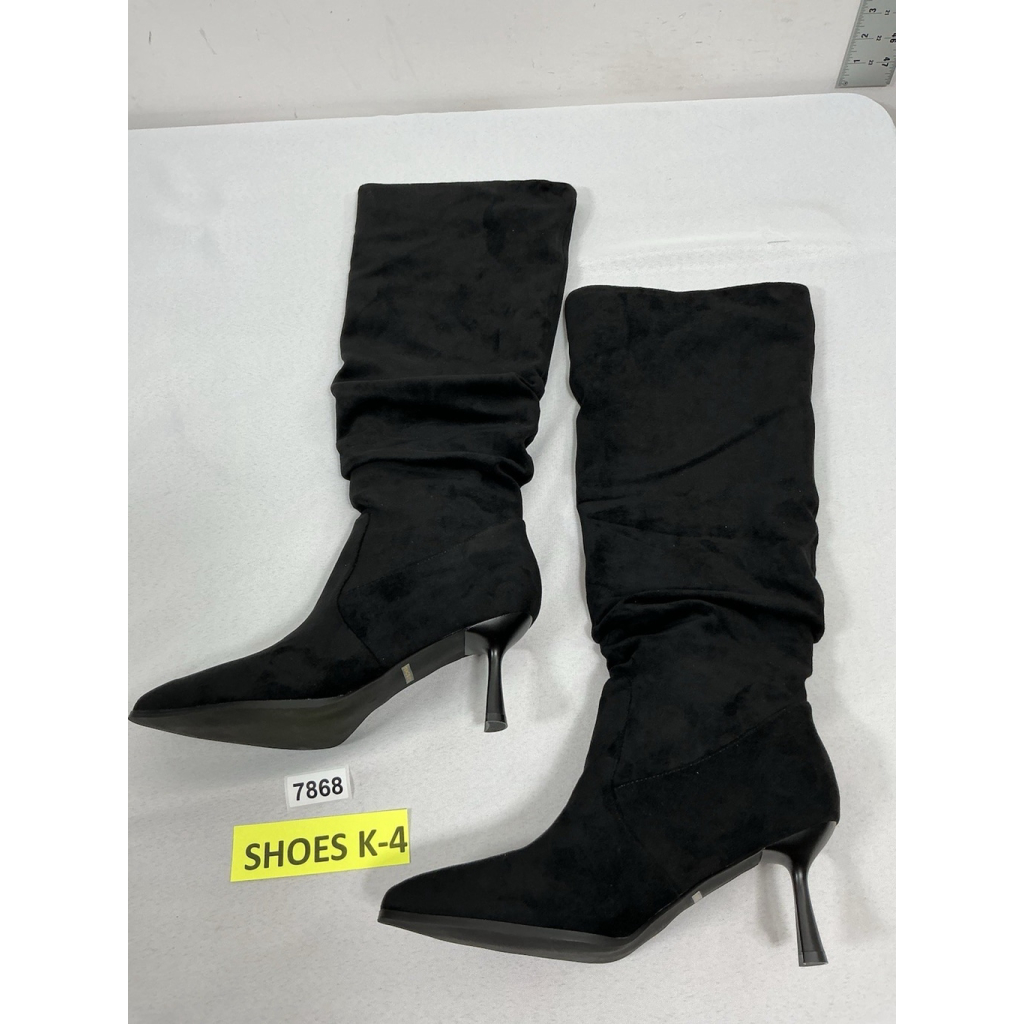Womans New Teaieui Slouchy Pull On Knee High Stiletto Boots Size 9 Black